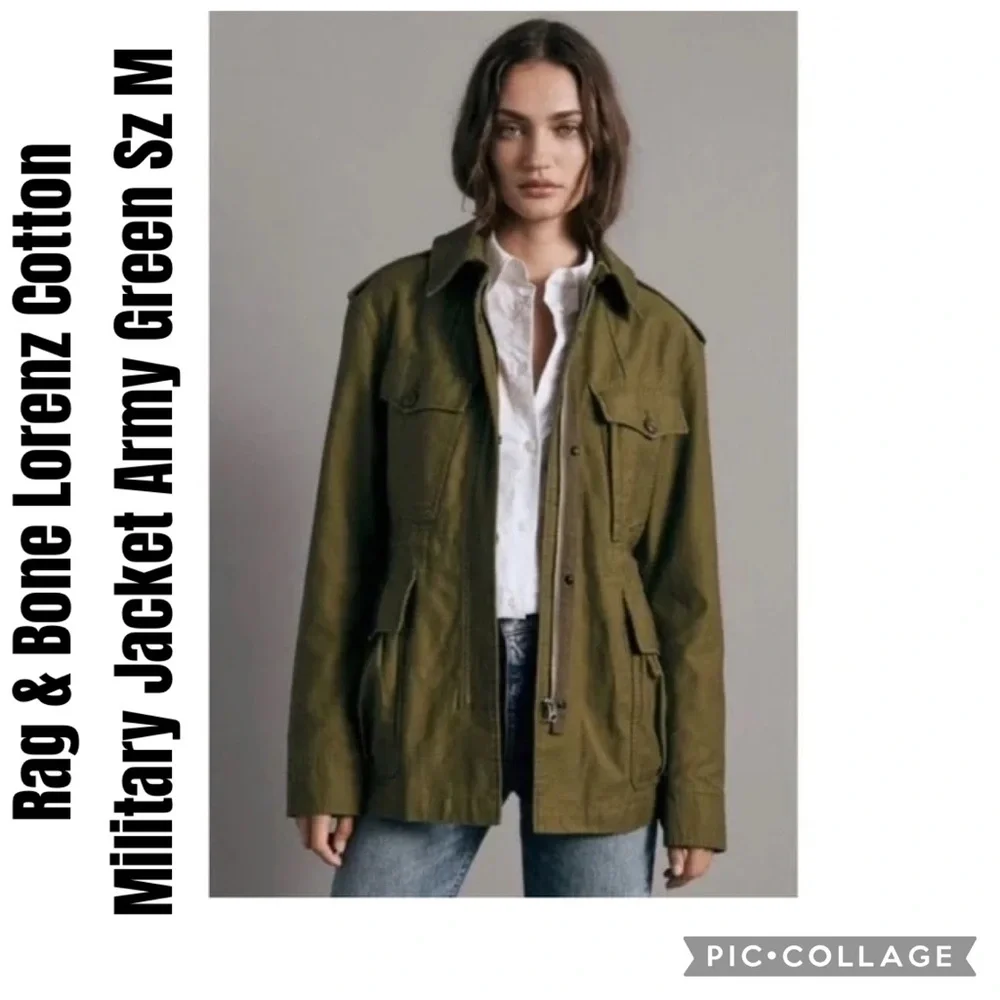Rag & Bone Lorenz Cotton Military Jacket Army Green SZ M